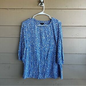 J.Jill Floral Long Sleeve Blouse - Size LP - Spring Modest Business Casual